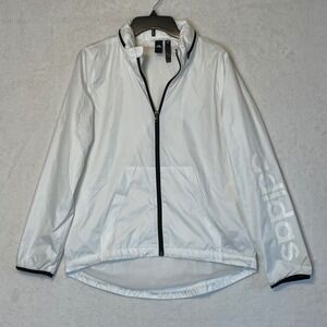 Adidas Women's White Windbreaker Jacket Full Zip Lightweight Size S